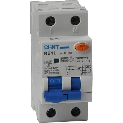 Magnetotermico Differenziale Chint NB1L2 20A 1P+N 6KA 30MA A 2 Moduli 203248 (1/4)