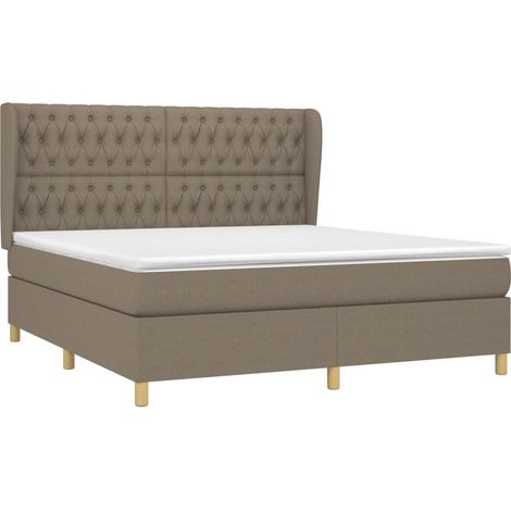 Sommier à lattes de lit avec matelas Taupe 180x200 cm Tissu vidaXL (1/5)
