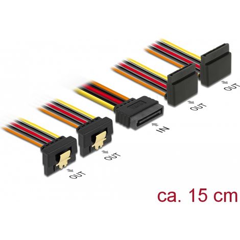Delock Cable SATA macho de alimentaciÃ³n de 15 patillas con funciÃ³n de bloqueo  SATA 15 pines de alimentaciÃ³n hembra 2 x abajo / 2 x arriba 15 cm
