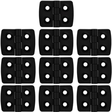 10x Charnières en plastique mini 30x40mm noires, charnières combinées robustes en polyamide, non démontables, idéales pour jardin, p (1/5)