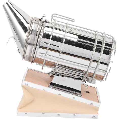 Fumoir Apicole en Acier Inoxydable Argenté, Outil Apiculture Portable pour Disperser les Abeilles Lors Fusion des Colonies Récolte de Miel (1/5)