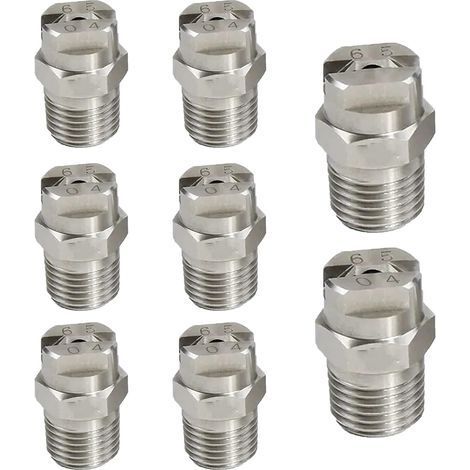 Lot de 8 Buses Acier Inoxydable, Raccord 1/4 Pouces, Angle 65 Degrés, Pour Nettoyeur Haute Pression (1/5)