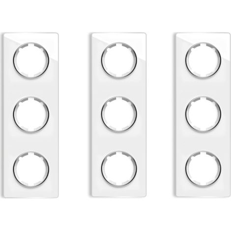 Plaque de finition Garda, en verre, vertical, 3 postes (lot de 3) - blanc