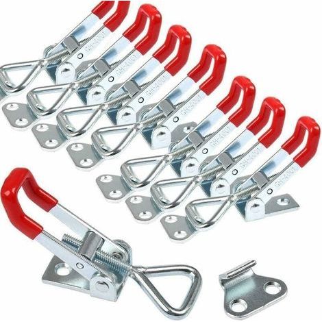 Lot de 8 verrous à bascule réglables GH-4001 Verrou à bascule avec pince, capacité de charge de 165 kg, pour une fixation et un serrage rapides (1/4)