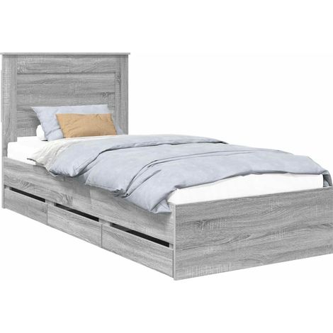 Estructura de cama Gris Sonoma 90 x 190 cm Madera Ingenieril vidaXL