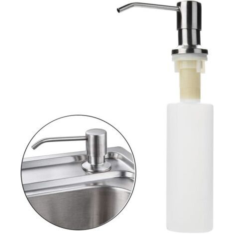 Distributeur de savon en acier inoxydable et bouteille en PP, distributeur de savon durable pour évier de cuisine (300 ml) (1/5)
