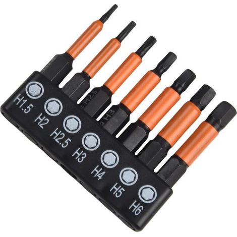 Set 7 punte esagonali per Trapano Avvitatore H1.5 H2 H2.5 H3 H4 H5 H6 da 1/4'' (1/5)