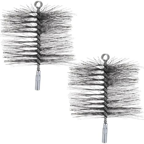Lot de 2 brosses ramonage métalliques rondes à poils en fil d'acier (1/5)