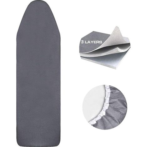 Housse Table à Repasser pour Une Largeur de (34-46 cm) et Une Longueur de (115-130cm) Planche,100% Coton, pour Centrale Vapeur avec Épaisse Mousse et Molleton,Noir (1/5)