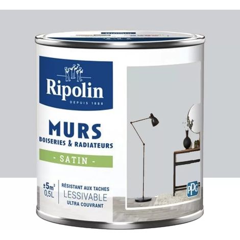 Peinture Murs, Boiseries, Radiateurs RIPOLIN Satin Gris fusain 0,5 L (1/3)