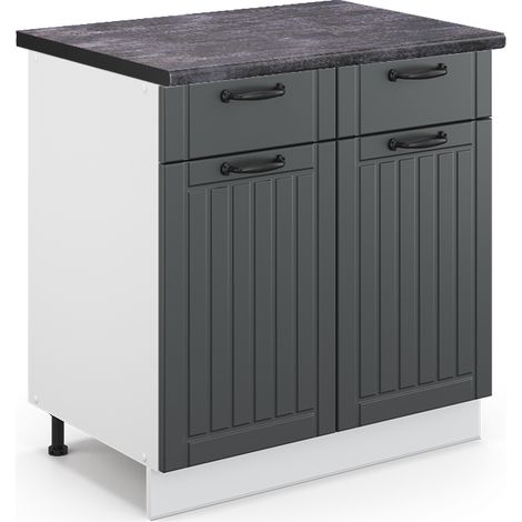 Mobiletto base per cucina Fame-Line, Antracite rustico, 80 cm , PL Antracite, Vicco