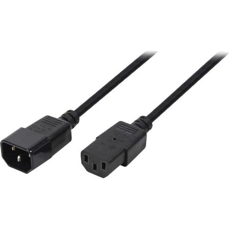 Cable- IEC C13 femelle.IEC C14 male- 3m- noir- 10A- 250V