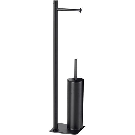 GEDY G-Seul Colonna Bagno Porta Rotolo + scopino Bagno, Nero con Finitura Nera, Misure 62,8 x 14 x 14 cm, Set per WC in Acciaio Inox e Cromall®, Brugola da 4mm Inclusa (1/4)