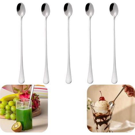 Cuillères cuillère à mélanger cuillère à long manche cuillère en acier inoxydable (argent, 23,53 cm) (1/5)