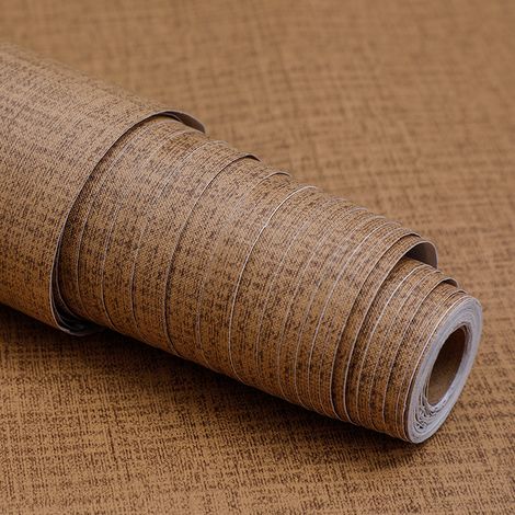 Papier peint autocollant, papier peint, papier peint en lin texturé 3D, autocollant mural, papier peint autocollant, 60CM×5M, marron (1/5)