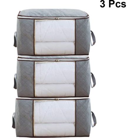 Lot de 3 Sacs de Rangement Pliables en Coton résistant à l'humidité pour Couette et Couette Gris (1/5)