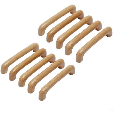 RHG 10 Pièces Poignée de Meuble Bois, Poignée Meuble Cuisine Placards Poignee Porte, Espacement des Trous 128mm, pour Meubles de Cuisine et Tiroirs (1/5)