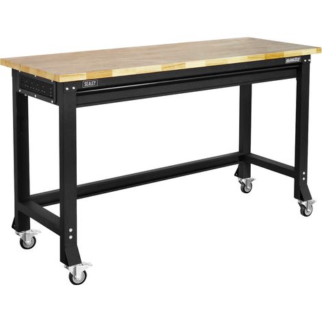 Sealey AP0620M Superline PRO Black Edition Heavy-Duty Steel Mobile Workbench with Wooden Worktop 1524mm