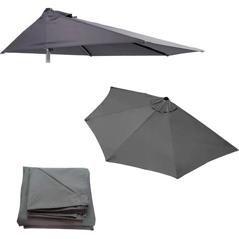 parasol demi lune, Parasol De Jardin Exterieur, Demi Parasol Balcon Appartement, Parasol Demi Lune 2m, Demi Parasol Pour Balcon, 2.7m Parasol De Terrasse, Jardin Party(Auvent Uniquement) (Gris) (1/5)