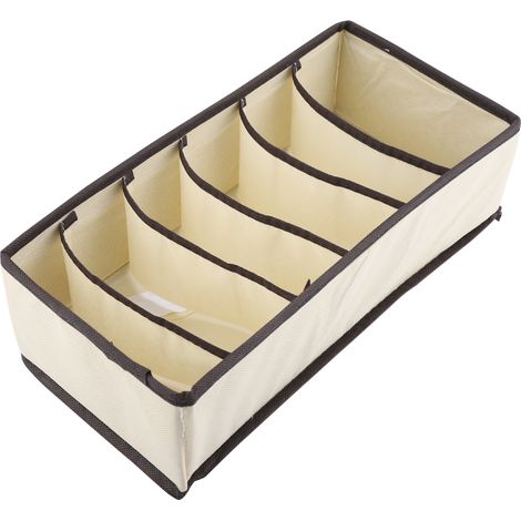 Boîte de rangement pliable portable pour soutien-gorge sous-vêtements chaussettes (6 compartiments) (1/5)