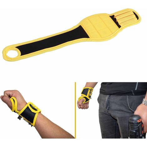 Dragonne magnétique de la taille d'un pouce, 9 outils magnétiques, dragonne magnétique ajustable, pochette à outils pratique pour vis, jaune 1038cm (1/5)