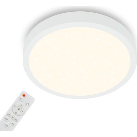 Briloner Leuchten Deckenlampe Sternenhimmel, Deckenleuchte Dimmbar, Farbtemperatur einstellbar, Aufbaulampe, Fernbedienung, Weiß, Ø380x50 mm