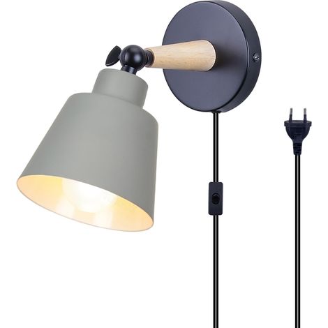 Applique Murale Vintage Industrielle Plafonnier Luminaire E27 en Métal Réglable Lampe Murale Interieur Rétro pour Chambre Cuisine Restaurant, Avec Câble réglable de 1,8 m