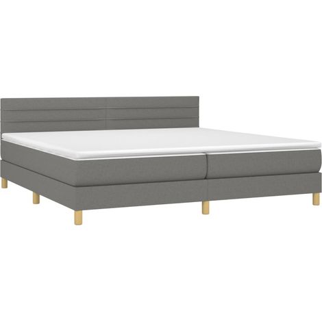 Struttura letto LED con testiera boxspring materasso 200x200 cm tessuto grigio scuro TDL0208315