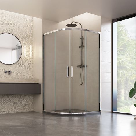 Box doccia semicircolare trasparente scorrevole h195 6mm atena, misura 80x80 (1/5)
