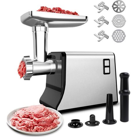 Zosudull – Hachoir à viande électrique 2000W – Coupe légumes électrique - Broyage 3 kg/min – 3 disques en acier inoxydable – 5 formes différentes de lames (1/5)