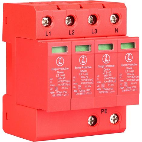 JSSEVN-4P House Parafoudre Parafoudre Basse Tension Parafoudre 40KA Rail DIN pour la Protection Contre Le Tonnerre, Triphasé à Quatre Fils (1/5)