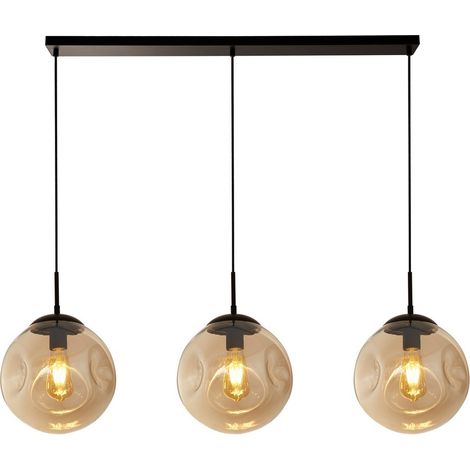 Searchlight Punch Luminaire suspendu à 3 lumières, noir, verre perforé champagne (1/4)