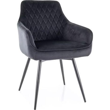 Chaise pivotante velours noir avec retour automatique et ressorts ensachés SALISZ (1/5)