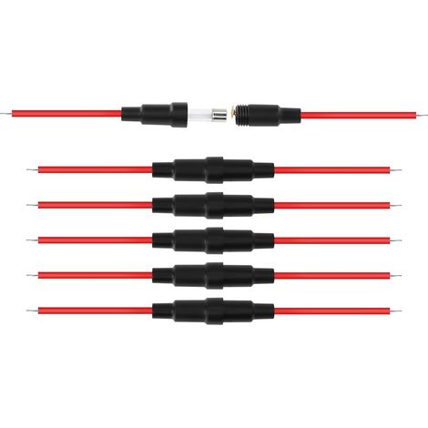 Portafusibili a vite in linea da 5x20 mm con filo da 22 AWG per fusibile in vetro a fusione rapida (confezione da 6)
