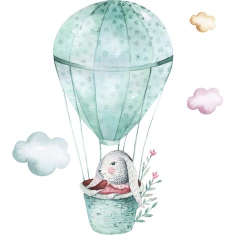 Tableau sur toile petite montgolfière 30x30 cm - Impression sur Toile Murale Décorative - Image imprimée en HD sur Toile - Toile sur Châssis en Bois FSC - Fabriqué en France (1/4)