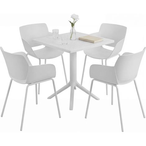 Set da giardino Norva con 4 sedie bianco