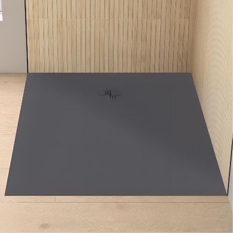 Receveur de douche KINEDO Kinemoon Evo 140x80 gris anthracite texture pierre lunaire inclu. grille assortie et bonde extra-plate