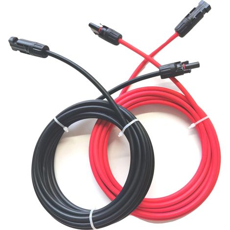Câble Solaire, Isolation Sans Halogène, Haute Tension, rouge 20m noir 20m, 12 AWG-4mm2 (1/2)