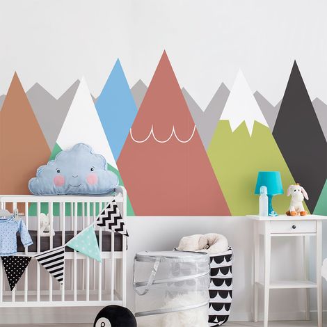 Stickers muraux enfants - Décoration chambre bébé - Autocollant Sticker mural géant enfant montagnes scandinaves DANIKA - 50x75cm (1/5)
