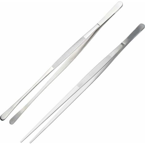 Pince Cuisine,Pince Cuisine INOX,Pince Cuisine Grande,Pince Precision Cuisine,Pince Épiler Cuisine,Pinces à Barbecue pour La Cuisson,Pince Plate Cuisine,2 Pièces,30cm (1/5)