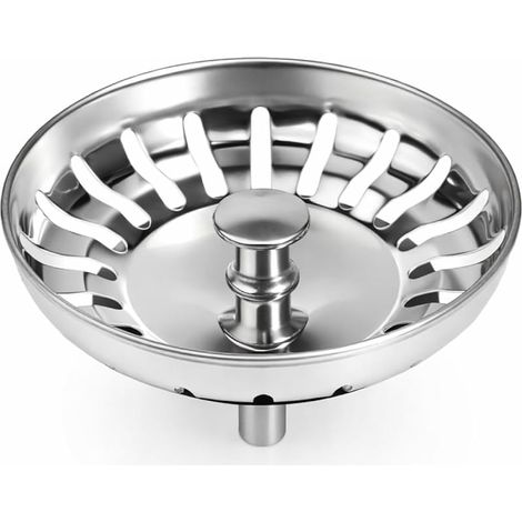 Crépine d'évier universelle, diamètre 79-80 mm – Bouchon d'évier multifonctionnel en acier inoxydable avec filtres inclus pour éliminer les bouchons et assurer une protection efficace. (1/5)