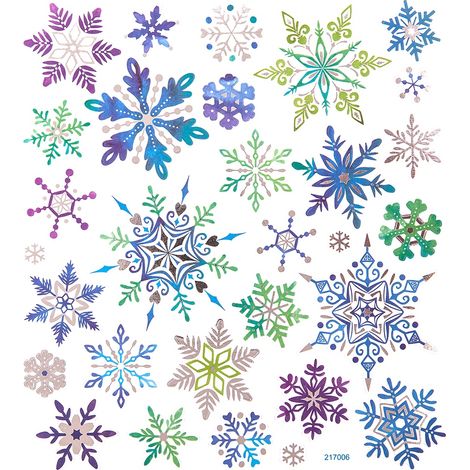 Dekorative Weihnachtsaufkleber, bunte Schneeflocken, 30 Stück (1/2)