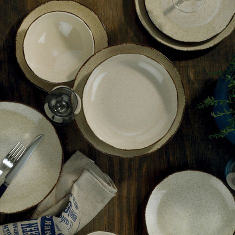 Service de table en porcelaine - 24 pièces - Sable rustique - (1/5)