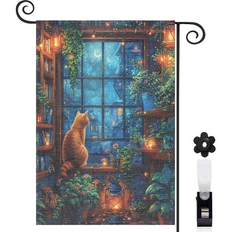 Drapeau de jardin décoratif décoration saisonnière toile durable double face 30 x 45 cm pour porche et cour (1/5)