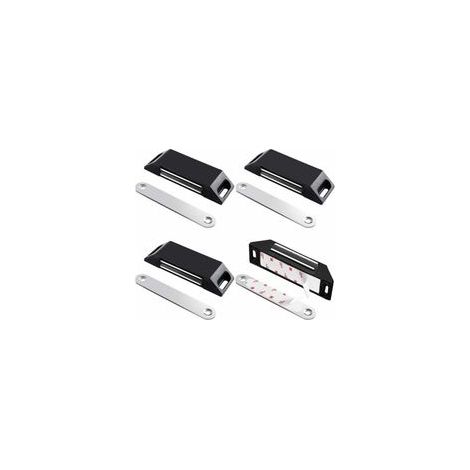 Aimant de Porte Placard Adhesif Lot de 4 Loquets Magnétiques de Porte sans Perçage pour Placard de Cuisine Aimant Fermeture Puissant pour Porte de Placard, de Tiroir, d'Armoire, Noir (1/4)