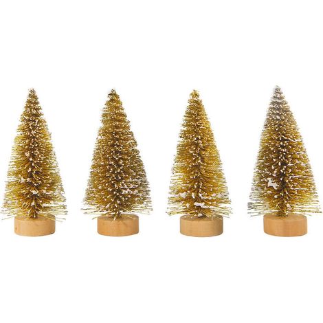 Set mit 4 wunderschönen Mini-Weihnachtsbäumen für die Festtagsdekoration, kleine Kiefernzweige als Tischdekoration, Weihnachtsschmuck (1/5)
