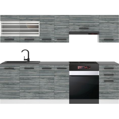 Belini Cuisine Equipee Complete Lily Muebles de Cuisine Complets - 240 cm. Cuisine Complete avec Plan de Travail, chêne Glamour (1/4)