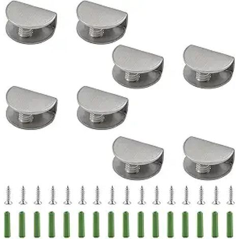 Supports d'étagère en verre réglables en acier inoxydable, adaptés aux armoires, fixation possible jusqu'à 12 mm, lot de 8 (1/5)