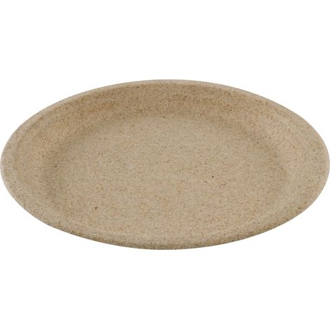 Assiette ronde en bagasse de blé naturel - 800 unités - Betik