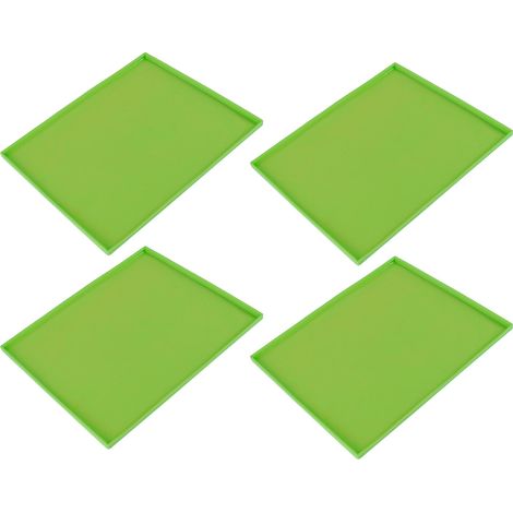 4 Pièces Tapis Déshydrateur en Silicone Alimentaire, Résistants à Haute Température, Anti-Adhésifs pour Fruits, Plateaux avec Bordure Verte (1/5)